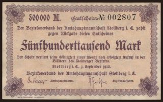 Stollberg/ Bezirksverband der Amtshauptmannschaft, 500.000 Mark, 1923