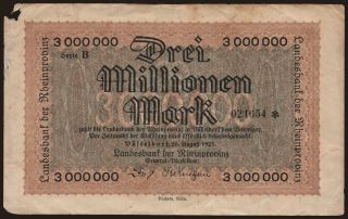 Düsseldorf/ Landesbank der Rheinprovinz, 3.000.000 Mark, 1923
