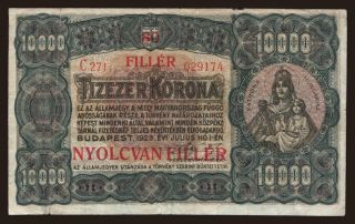 10.000 korona/ 80 fillér, 1923