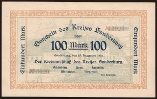 Sonderburg/ Kreis Sonderburg, 100 Mark, 1918