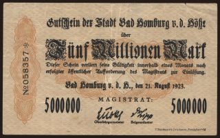 Bad Homburg/ Stadt, 5.000.000 Mark, 1923