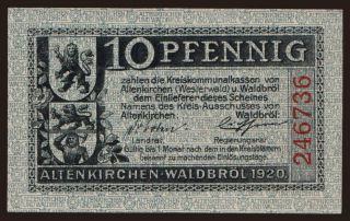 Altenkirchen-Waldbröl, 10 Pfennig, 1920