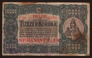 10.000 korona / 80 fillér, 1923