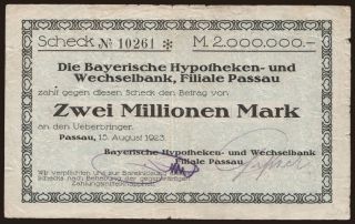 Passau/ Bayerische Hypotheken- und Wechsel-Bank, 2.000.000 Mark, 1923