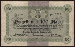 Harburg/ Stadt, 100 Mark, 1922