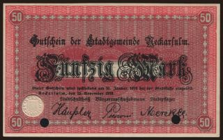 Neckarsulm/ Stadt, 50 Mark, 1918