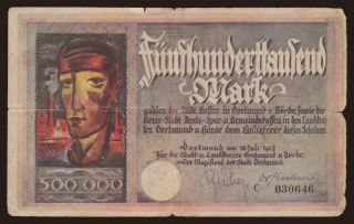 Dortmund/ Magistrat der Stadt, 500.000 Mark, 1923