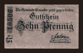 Broager/ Gemeinde, 10 Pfennig, 1918
