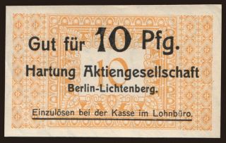Berlin-Lichtenberg/ Hartung Aktiengesellschaft, 10 Pfennig, 1919