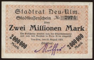 Neu-Ulm/ Stadt, 2.000.000 Mark, 1923
