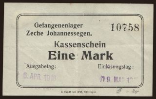 Bredenscheid/ Zeche Johanessegen, 1 Mark, 1918