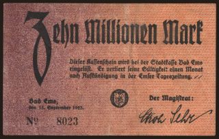 Bad Ems/ Stadt, 10.000.000 Mark, 1923