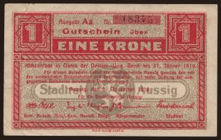 Aussig, 1 Krone, 1918