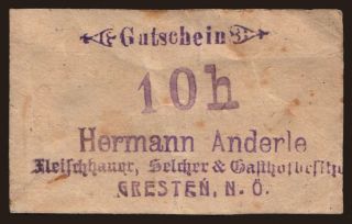 Gresten/ Hermann Anderle, 10 Heller, 191?