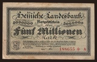 Darmstadt/ Hessische Landesbank, 5.000.000 Mark, 1923