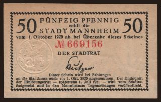 Mannheim, 50 Pfennig, 1920