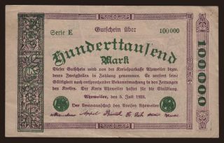 Ahrweiler/ Kreis, 100.000 Mark, 1923