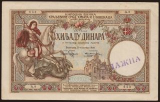 1000 dinara, 1920, falsum