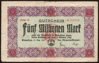 Pirmasens/ Stadt, 5.000.000 Mark, 1923