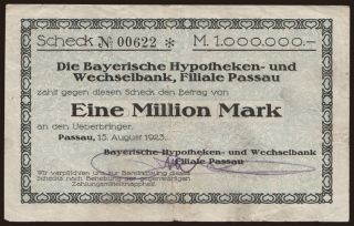 Passau/ Bayerische Hypotheken- und Wechsel-Bank, 1.000.000 Mark, 1923