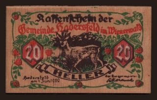 Habersfeld, 20 Heller, 1920