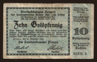 Plauen/ Handelskammer, 10 Goldpfennig, 1923