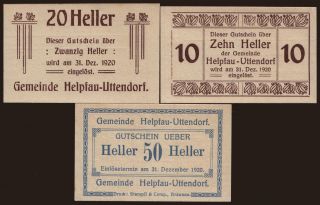Helpfau-Uttendorf, 10, 20, 50 Heller, 1920