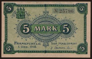 Frankfurt a. Oder/ Stadt, 5 Mark, 1918