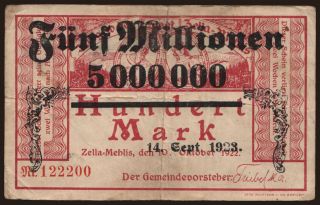Zehla-Mehlis/ Stadt, 5.000.000 Mark, 1923