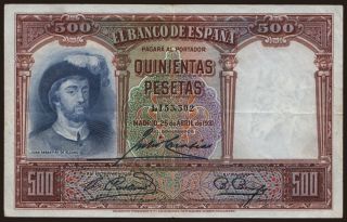 500 pesetas, 1931