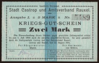 Castrop und Rauxel/ Stadt und Amtsverband, 2 Mark, 1914