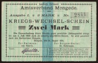 Mengede, 2 Mark, 1914