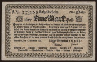 Kaufbeuren/ Allgäuer Vereinsbank e.G.m.b.H., 1 Mark Gold, 1923