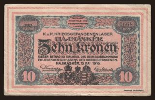 Hajmáskér, 10 korona, 1916