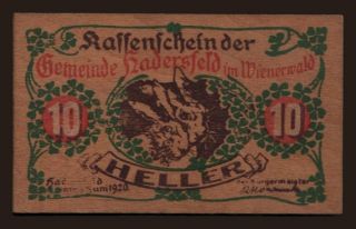 Habersfeld, 10 Heller, 1920