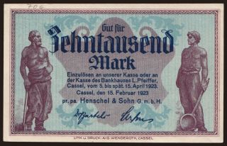 Cassel/ Henschel & Sohn G.m.b.H., 10.000 Mark, 1923