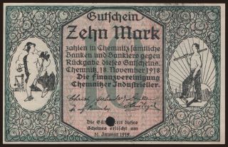 Chemnitz/ Finanzvereinigung Chemnitzer Industrieller, 10 Mark, 1918
