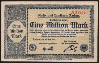 Aachen/ Stadt- und Landkreis, 1.000.000 Mark, 1923