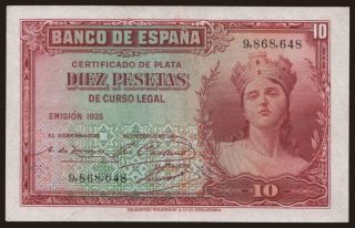 10 pesetas, 1935