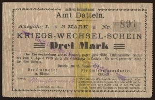 Datteln/ Amt, 3 Mark, 1914