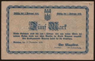 Bunzlau/ Stadt, 5 Mark, 1918