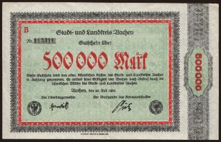 Aachen/ Stadt- und Landkreis, 500.000 Mark, 1923