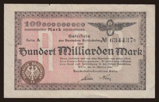 Köln, 100.000.000.000 Mark, 1923, Achteckfluss
