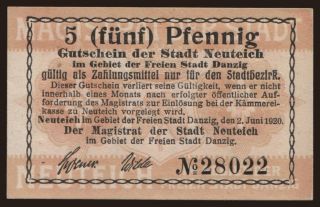 Neuteich, 5 Pfennig, 1920