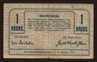 Mährische Schönberg, 1 Krone, 1914