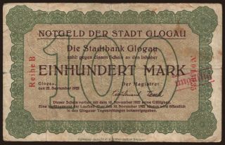 Glogau/ Stadt, 100 Mark, 1922