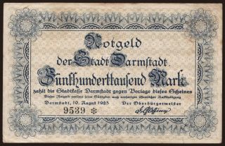 Darmstadt/ Stadt, 500.000 Mark, 1923