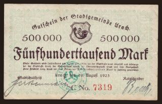 Urach/ Stadtgemeinde, 500.000 Mark, 1923