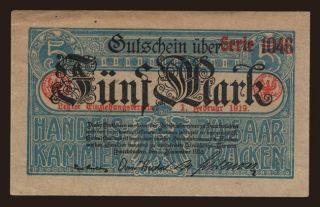 Saarbrücken/ Handelskammer, 5 Mark, 1918