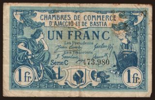 Ajaccio et de Bastia, 1 franc, 1920